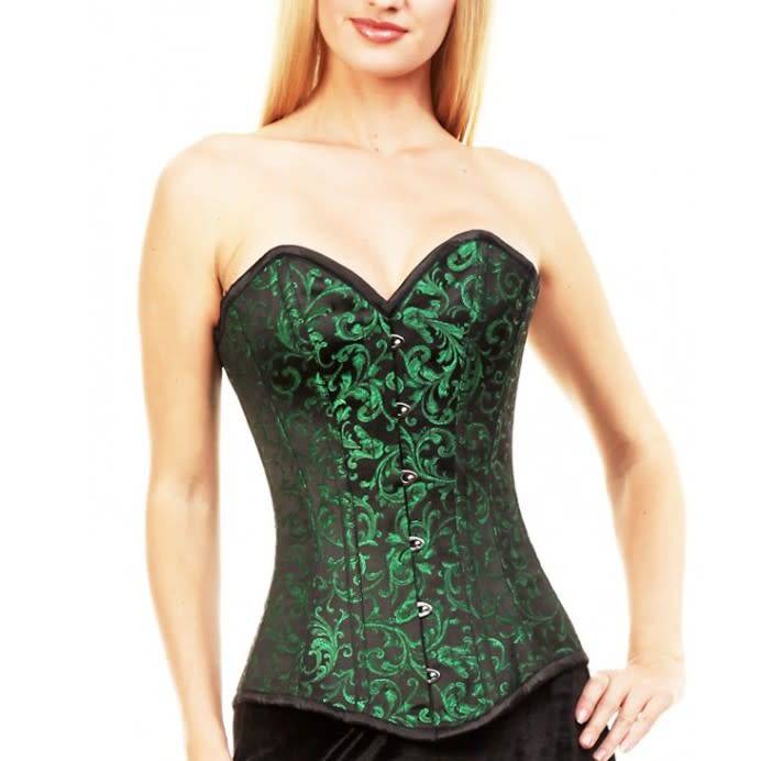 Brocade Overbust Corset Green