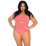 Two Piece Opaque Bandeau and Suspender Bodysuit - Curvy