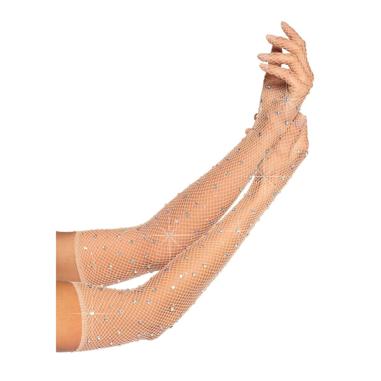 Rhinestone Fishnet Gloves