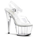 7" Spike Heel Clear Platform Ankle Strap Sandal