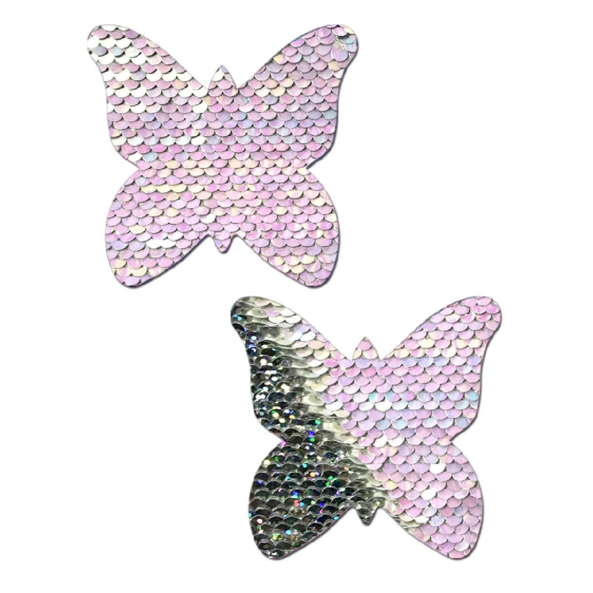 Pearl to Silver Sequin Flip Butterfly Pasties