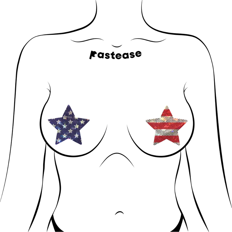 Glittering Stars and Stripes Patriotic Star Pasties