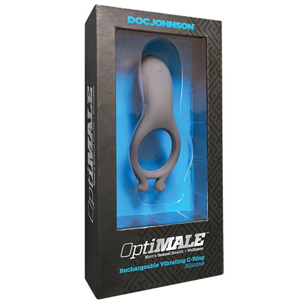 OptiMale Rechargeable Vibrating Silicone C-Ring - Slate