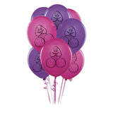 Bachelorette Party Favors Pecker Balloons - Pink & Purple Pack of 8