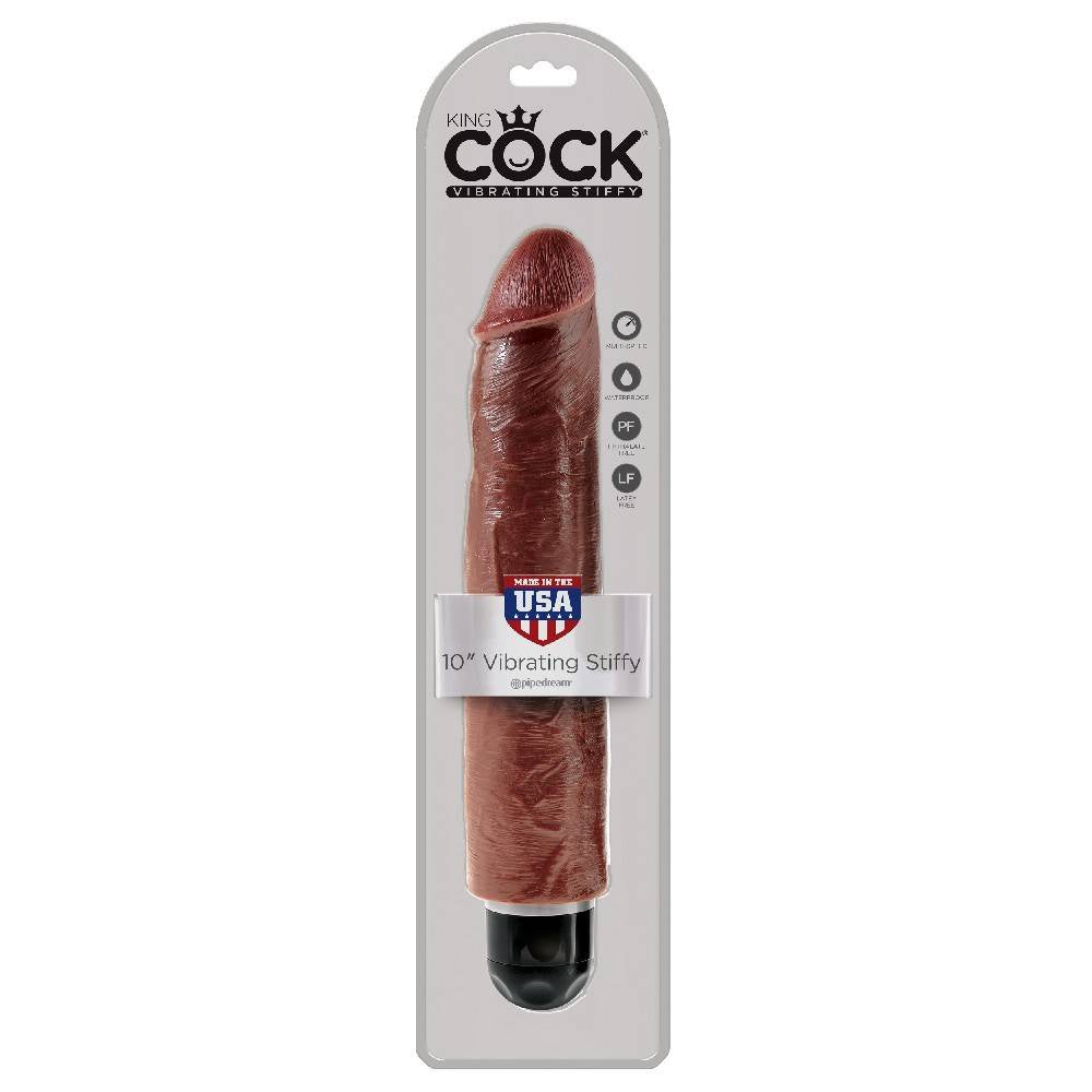 King Cock 10-inch Vibrating Stiffy - Chocolate