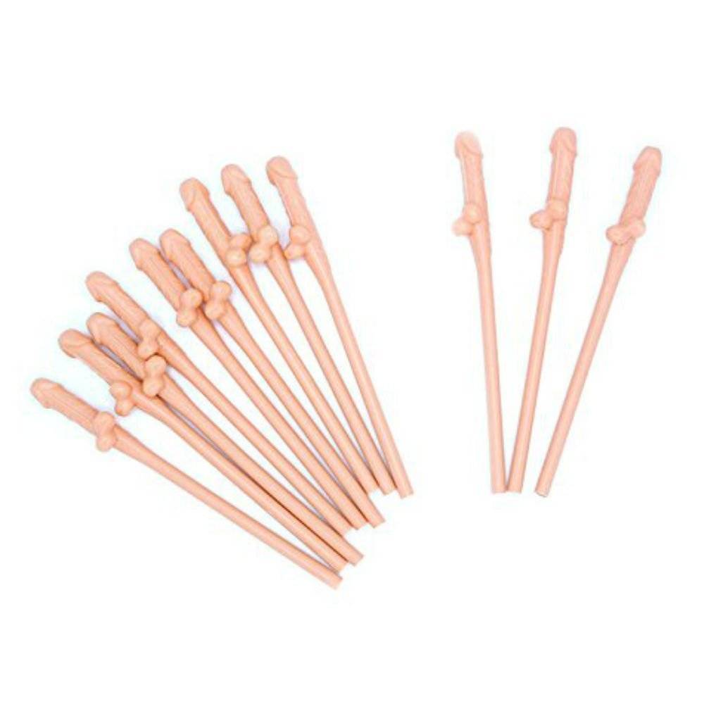 Penis Straws Pink - 12 Pack