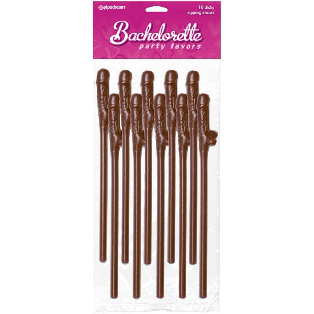 Bachelorette Party Favors Pecker Straws - Brown Pack of 10