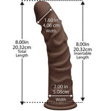 Ragin' D Suction Cup Base Dildo 8 Inch - Chocolate