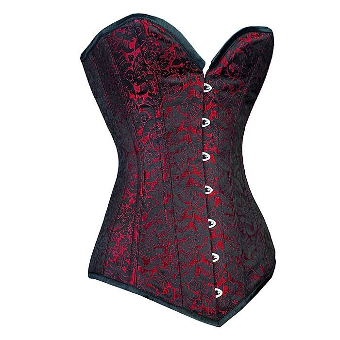 Brocade Overbust Corset Red/Black