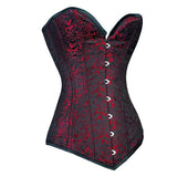 Brocade Overbust Corset Red/Black