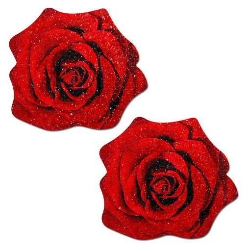 Red Glitter Rose Pasties