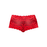 Red Lacy Sheer Pouch Mini Short