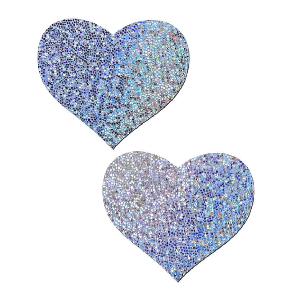 Silver Glitter Heart Pasties