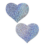 Silver Glitter Heart Pasties