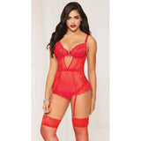 Lace Mesh Teddy w/Rhinestone Dangle