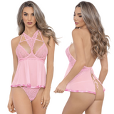 High Neck Fluttery Cami Babydoll Set