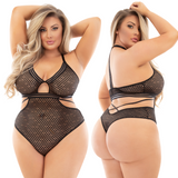 Sheer Honeycomb Mesh Teddy - Curvy