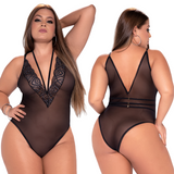 Shimmering Lace and Mesh Teddy - Curvy