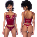 Gloss Wine Wetlook Bustier Set