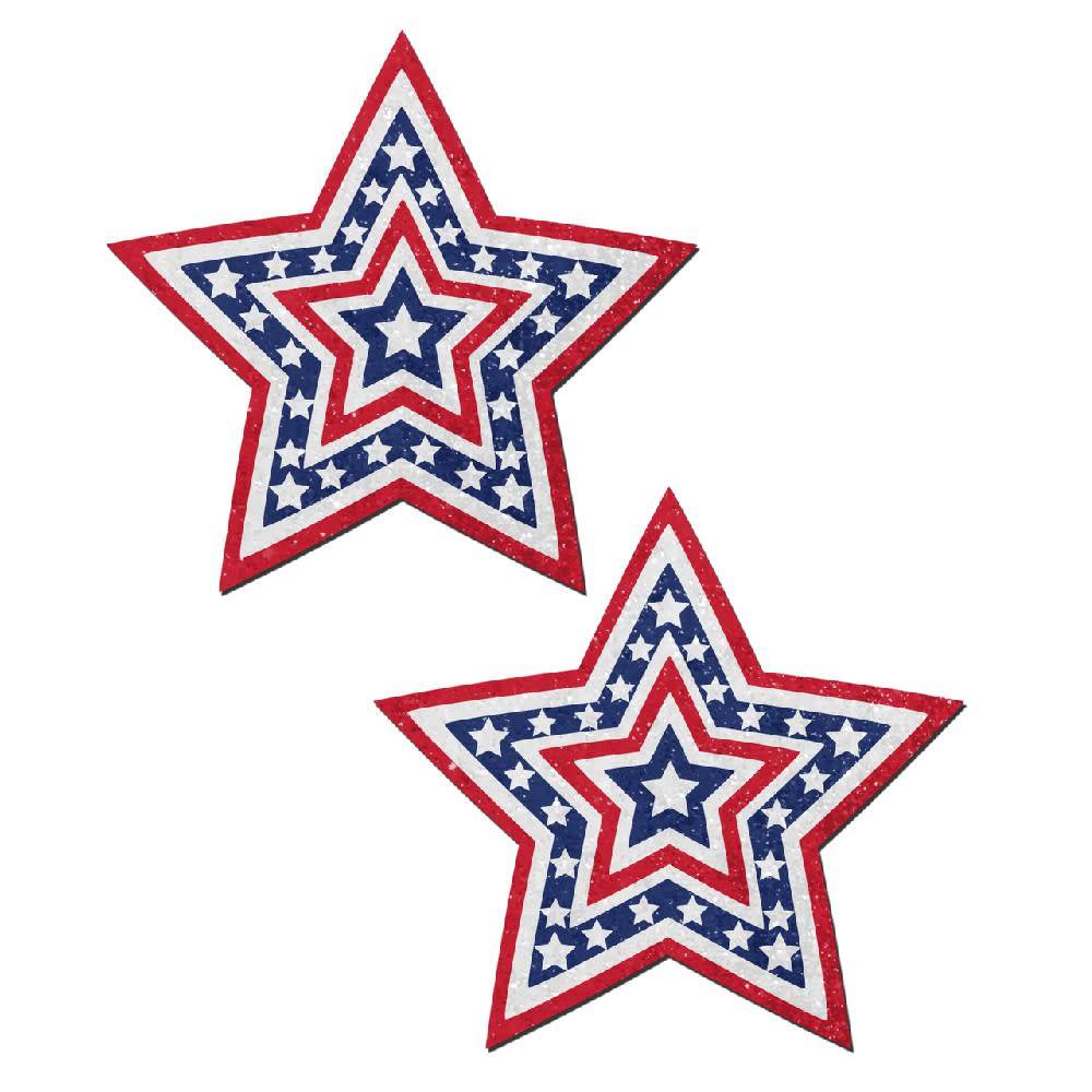 Glittering Patriotic USA Beating Star Pasties