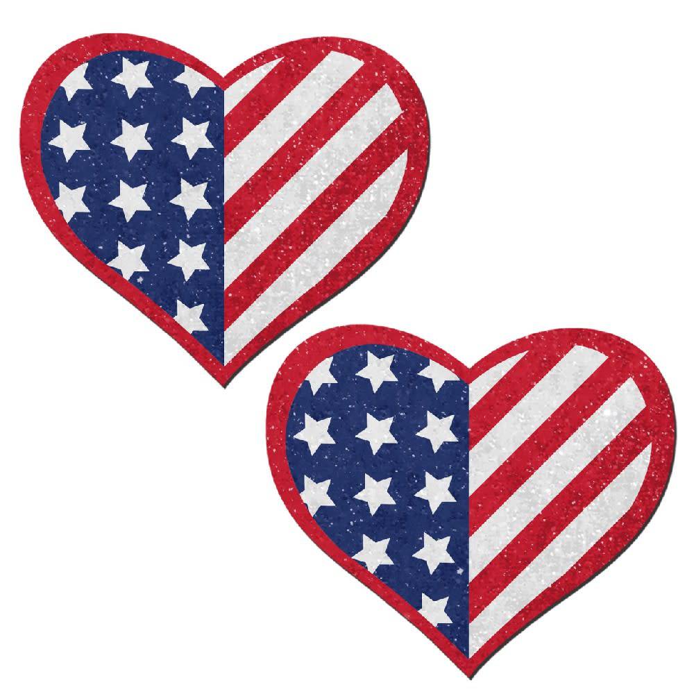 Glittering Patriotic USA Stars and Stripes Heart