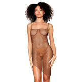 Espresso Rhinestone Fishnet Chemise