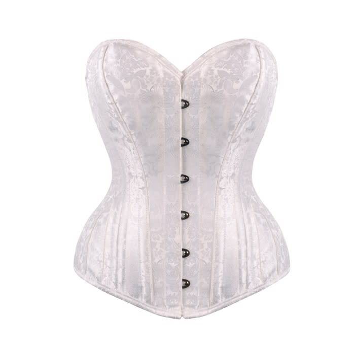 Brocade Overbust Corset Bridal White